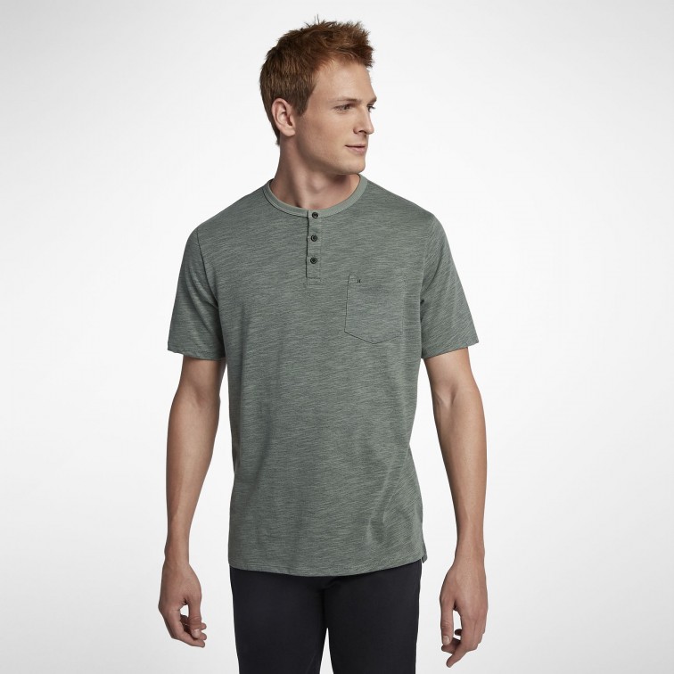 HURLEY Lagos S S Henley Dri Fit 2018 green black Adrenalin
